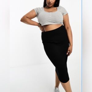 ASOS Curve Stretch Black Midi Skirt